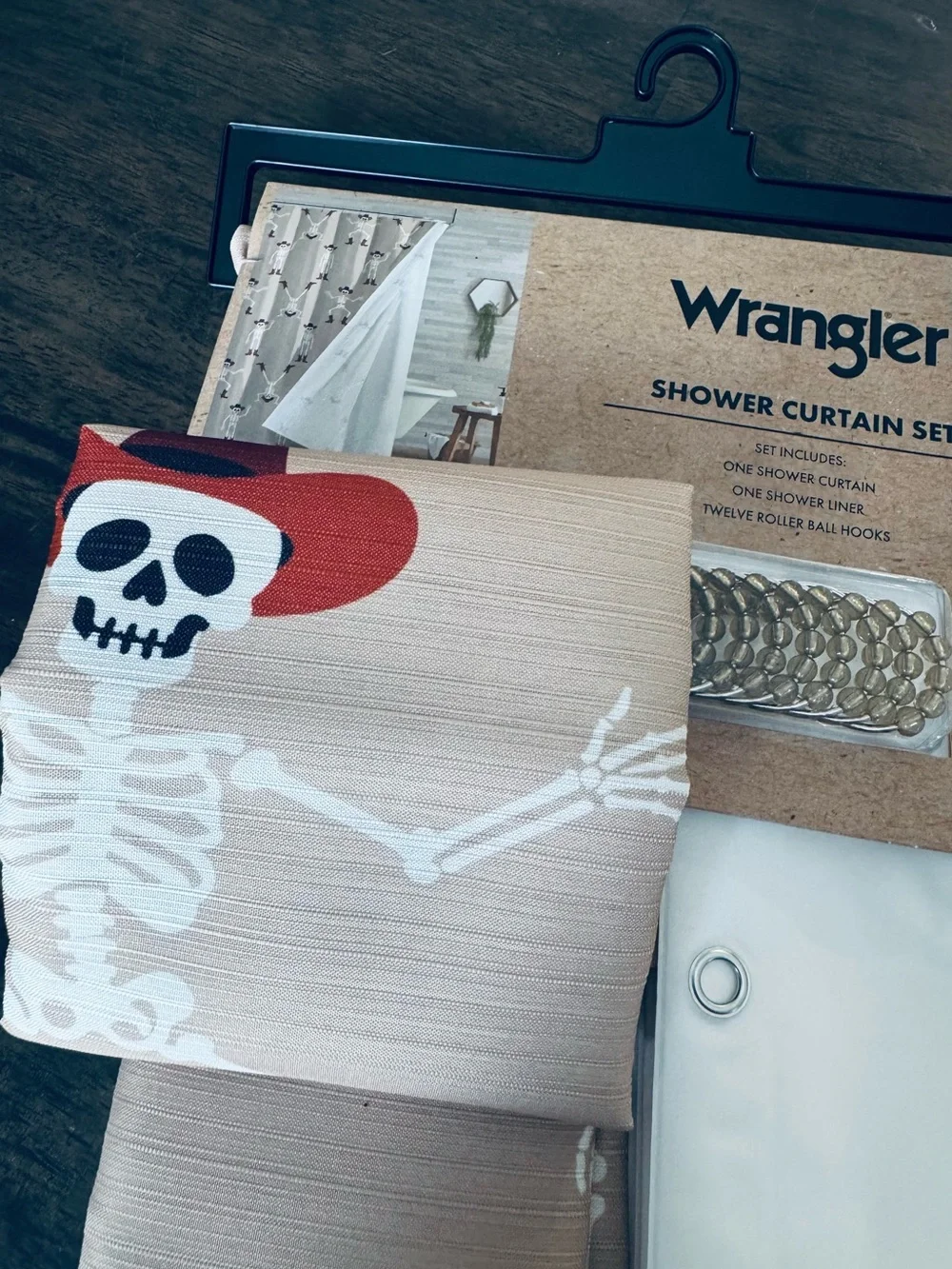 Wrangler Cowboy Skeleton Halloween Shower Curtain Set